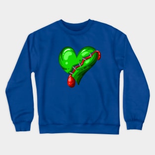 Dead Zombie Heart Cartoon Illustration with Blood and for Valentines Day or Halloween Crewneck Sweatshirt